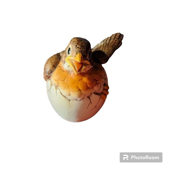 Other - Vintage Andrea by Sadek 1990 Ceramic Baby Bird Robin Hatching Egg Figurine #8618